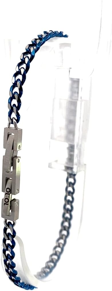 Thumbnail 3 de 10:10 Bracciale Uomo Catena Cubana Grumetta in Acciaio Inox con Finitura PVD