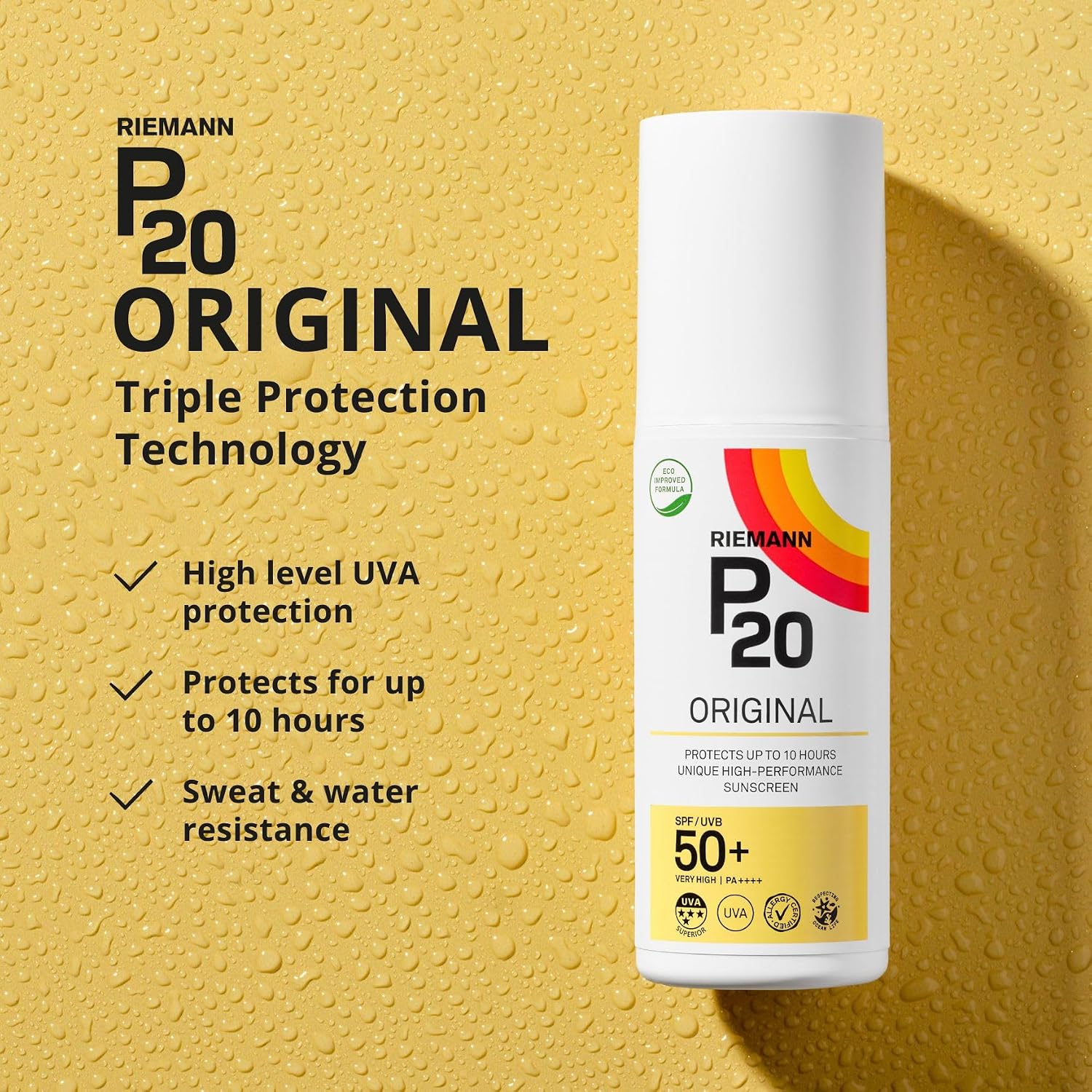 Detalle de P20 RIEMANN Original SPF50+Plus Spray 200ml – Langzeit-Schutz mit Wasserfestigkeit