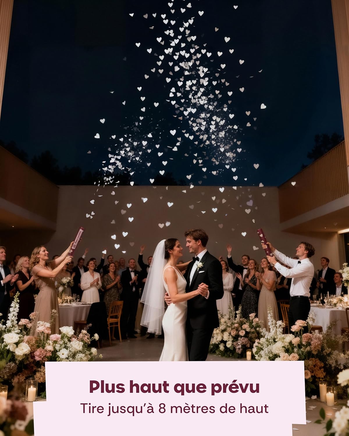 Thumbnail 2 de Partyjoker 5 Canons à Confettis Cœurs Blancs 5–8 m