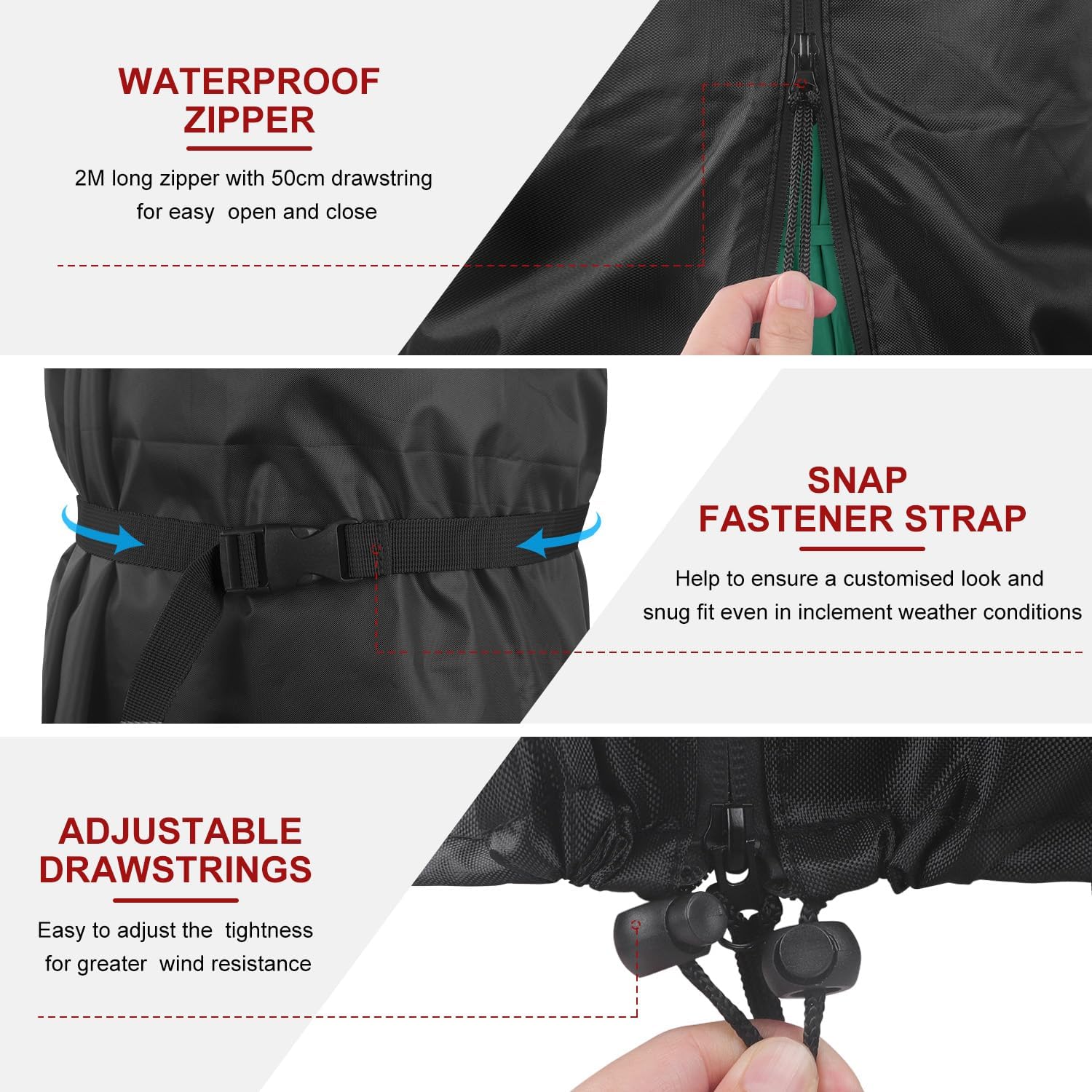 Detalle de LAMUNI Housse de Protection pour Parasol Déporté Ø300 cm – Housse extérieure résistante, with tige et ventilation