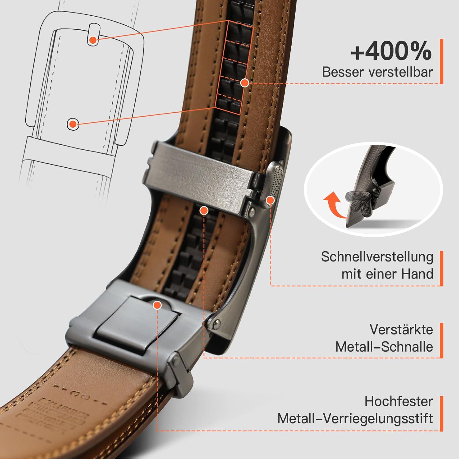 Thumbnail 1 de TANGCHAO Gürtel Herren mit automatischer Schnalle, 35 mm – eleganter Ledergürtel für Anzug & Jeans