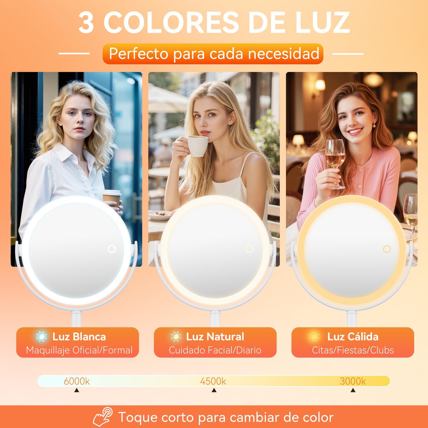 Detalle 2 de Auxmir Espejo Maquillaje 30X con Luz 2000mAh