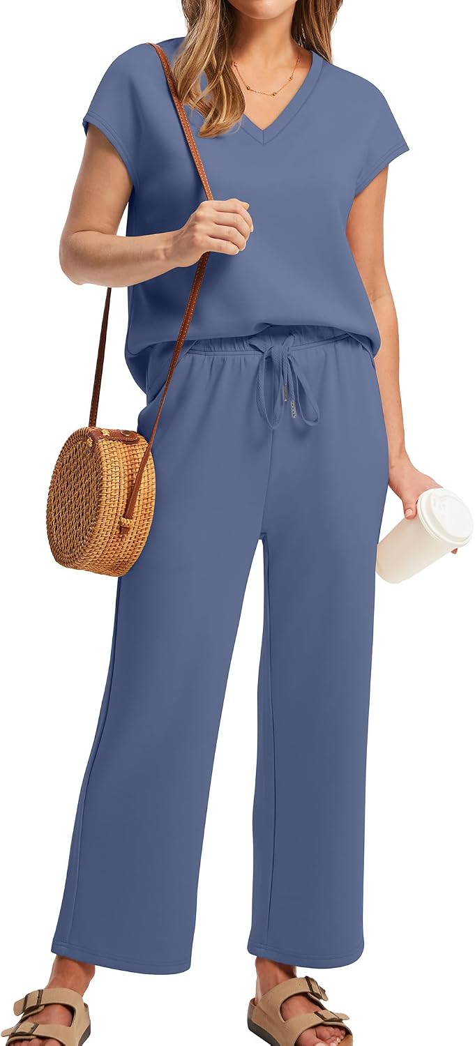 Thumbnail 1 de Saloogoe Two Piece Set V Neck Lounge 2PC