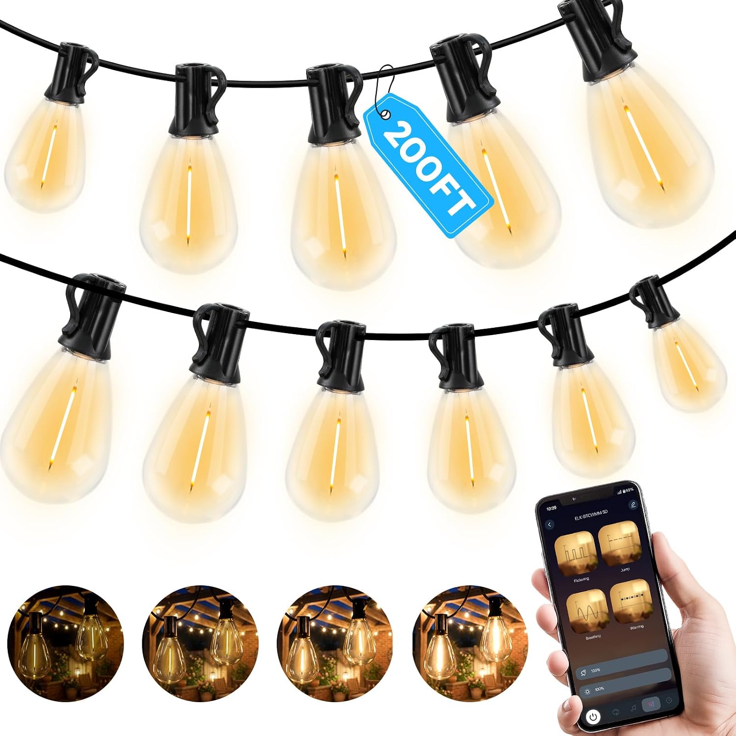 Detalle de Outdoor String Lights, 200 ft