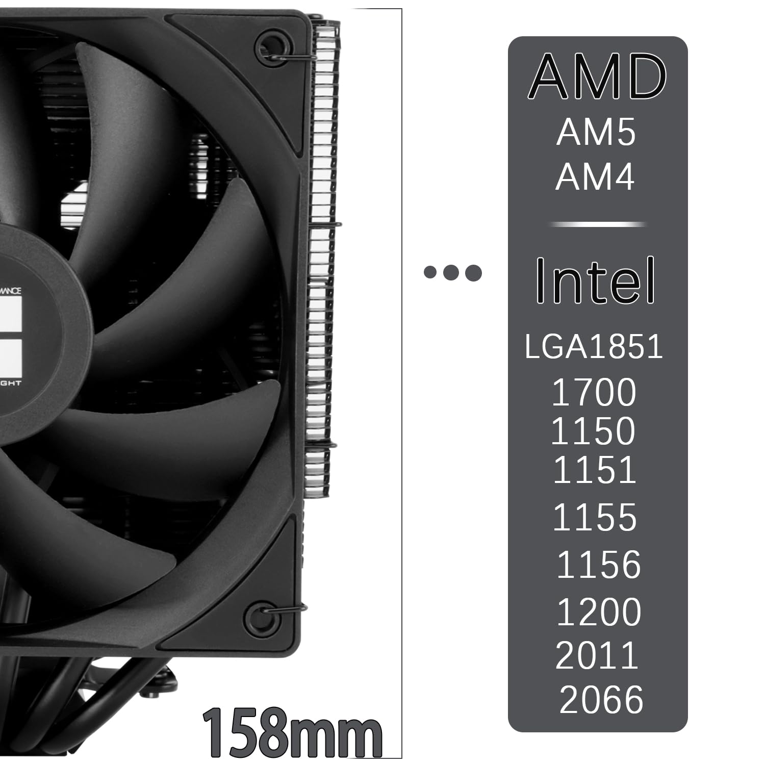 Detalle de TR-Thermalright Peerless Assassin 140 Black – Dual-Tower CPU-Kühler mit 6 Heatpipes, 120/140 mm Lüfter, kompatibel mit AM4/AM5 und Intel-LGA-Sockets