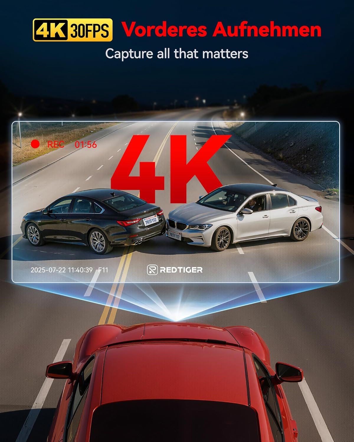 Thumbnail 2 de REDTIGER F11 Dashcam Vorne 4K