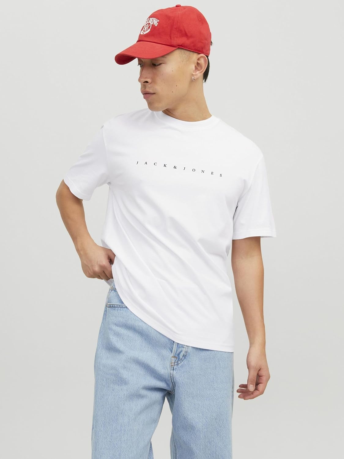Detalle de Jack & Jones T-Shirt Logo Col Rond – T-shirt coton léger, coupe ample