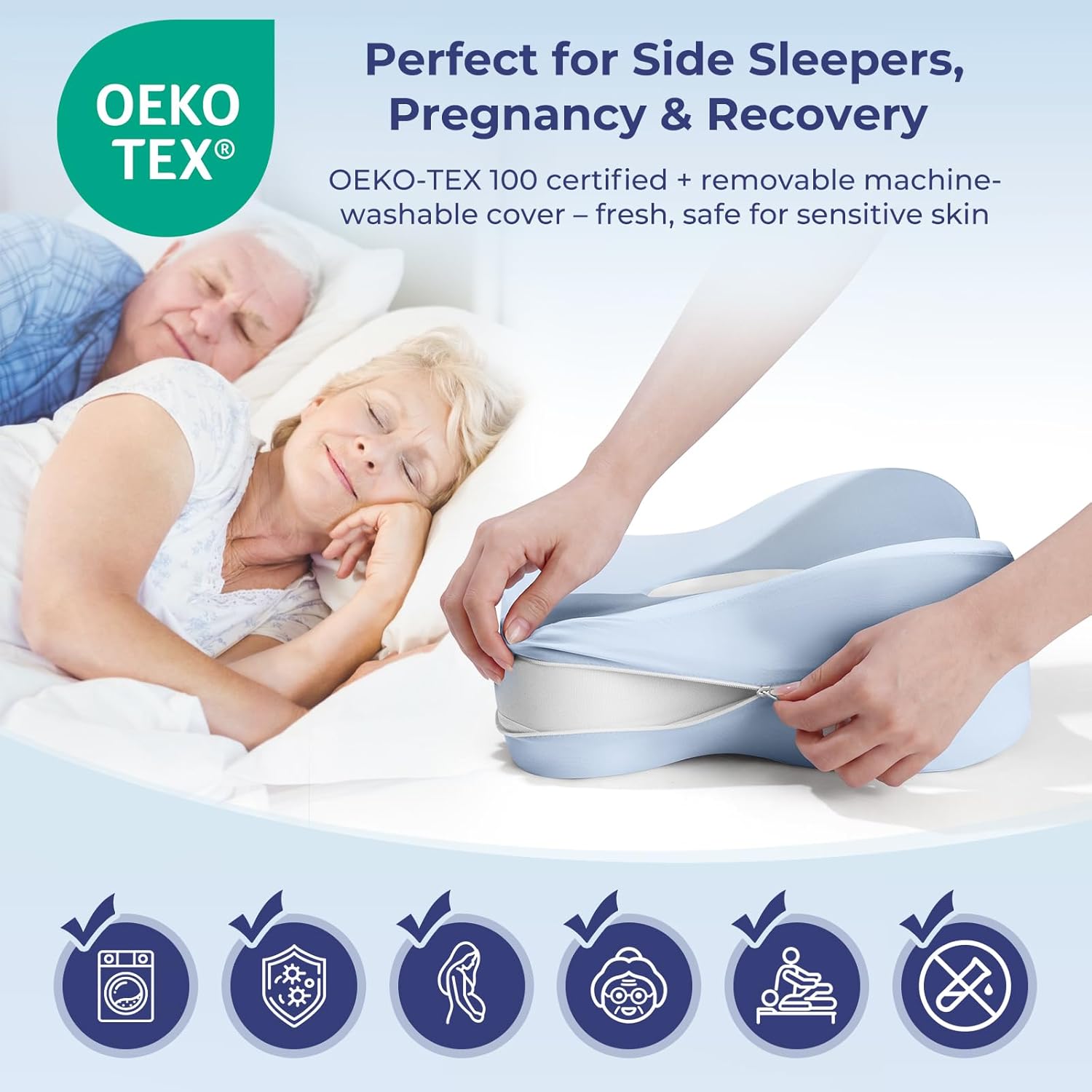 Thumbnail 5 de HANQIMER Knee Pillow for Side Sleepers – 13-Inch Memory Foam with Airflow Channels