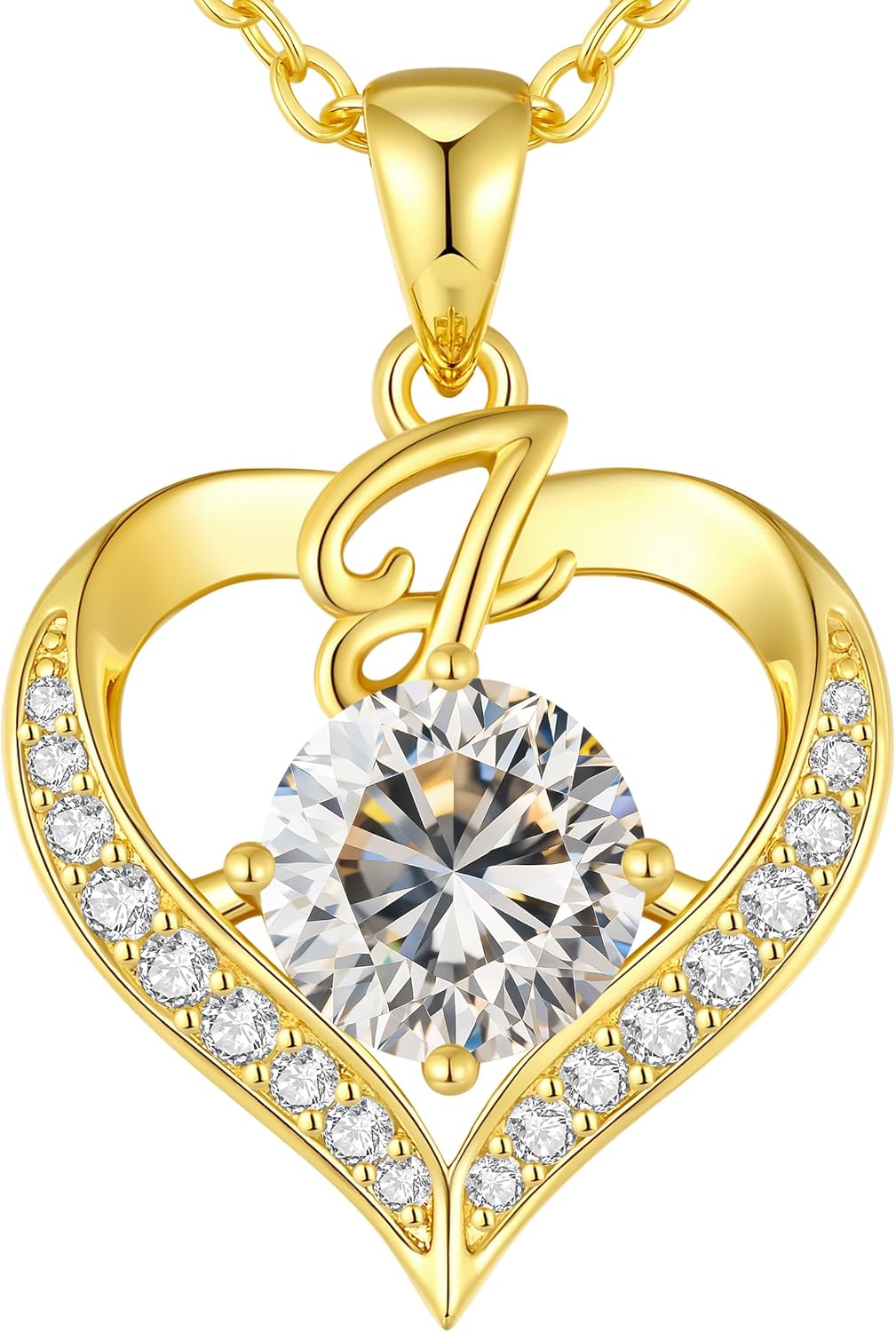 Detalle de Louisa Secret Collana Donna Lettere A-Z con Ciondolo Cuore in Oro 18K/Rodio – Regalo perfetto