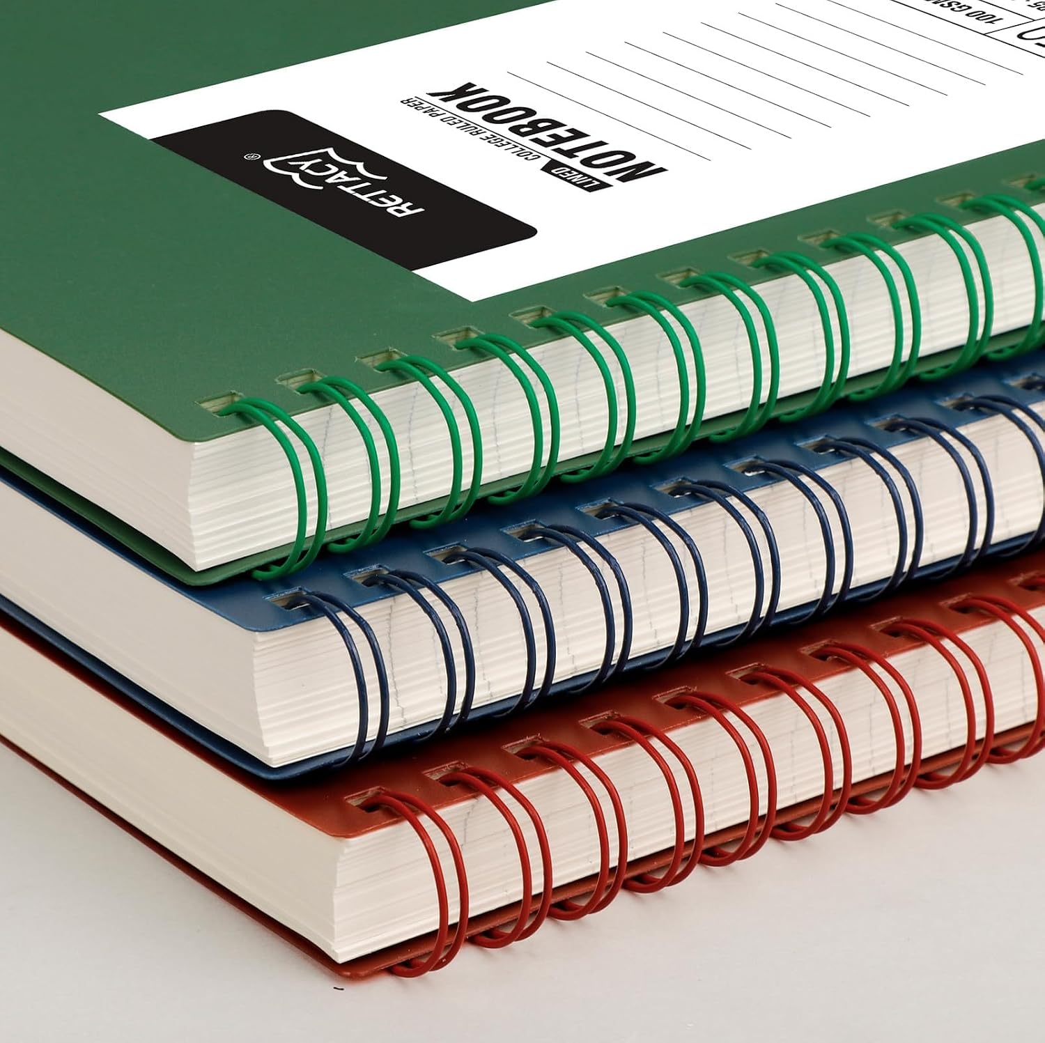 Detalle de RETTACY A5 Wirebound Spiral Notebook (14.5 x 21cm) – Dark green, 150 sheets / 300 pages, 100gsm college-ruled