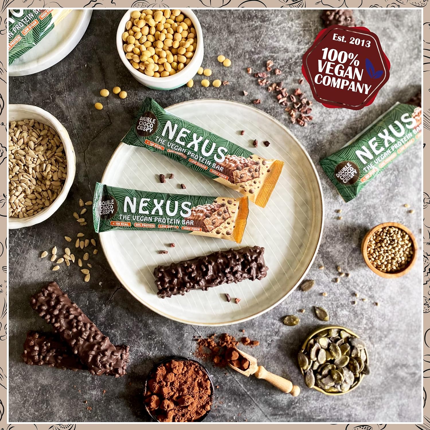 Detalle 2 de NEXUS Protein Bar DOUBLE CHOCO CRISPY 12x30g Riegel 🍫