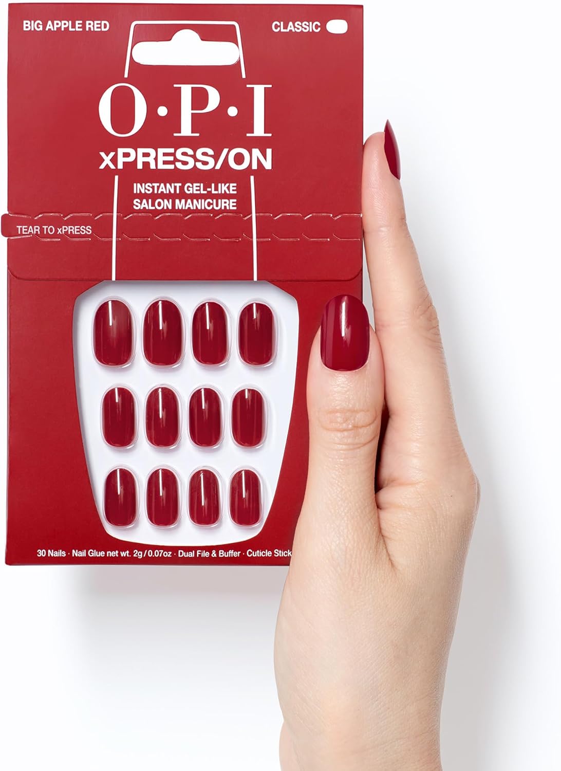 Thumbnail 6 de OPI xPRESS/ON Press On Nails – Black, Red & Pink opaque crème shades (30 pcs) with nail glue