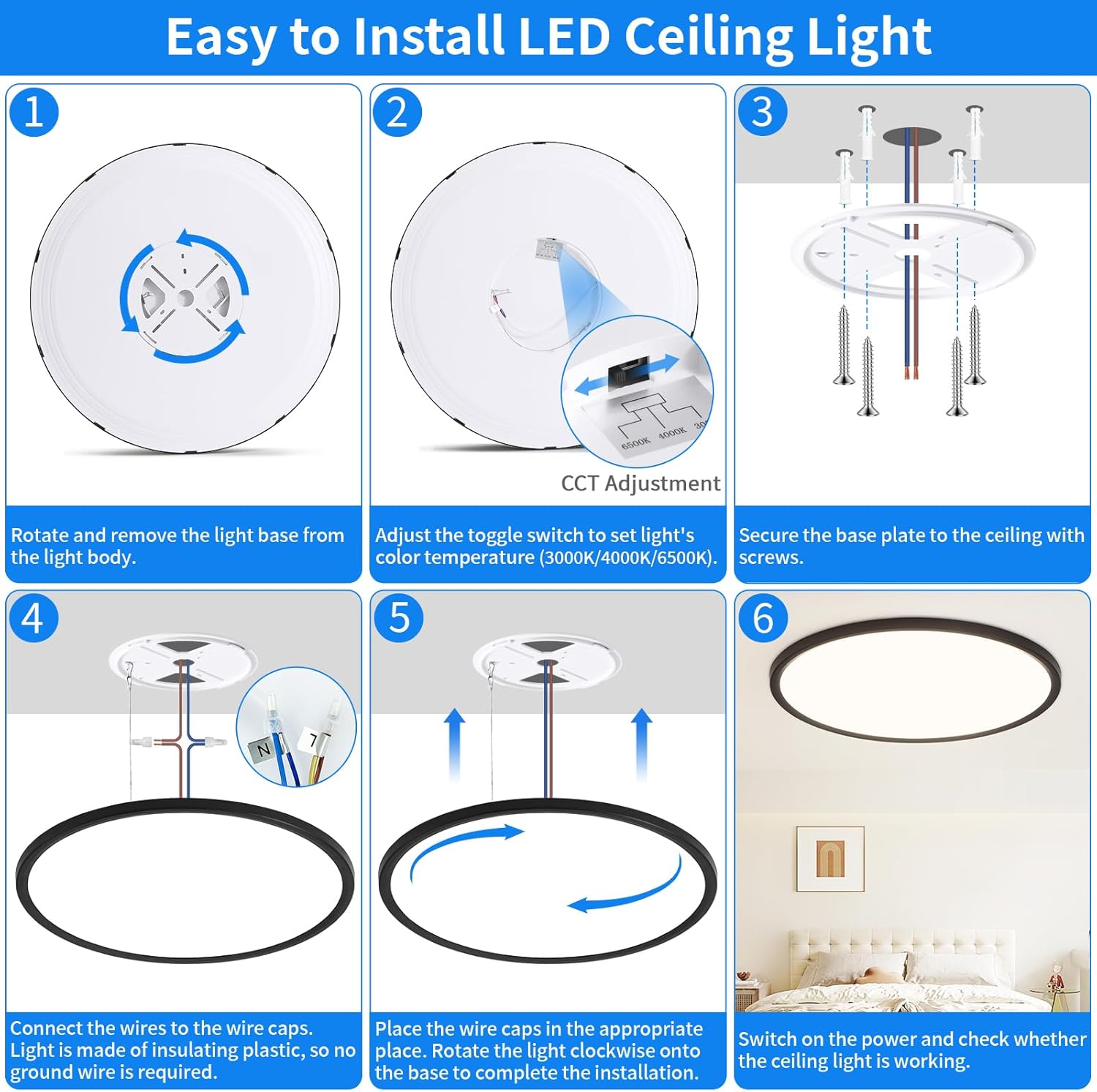 Thumbnail 4 de MOONSEA 46W LED Deckenleuchte – ultra-dünn, 3 Farbtemperaturen, Ø49 cm