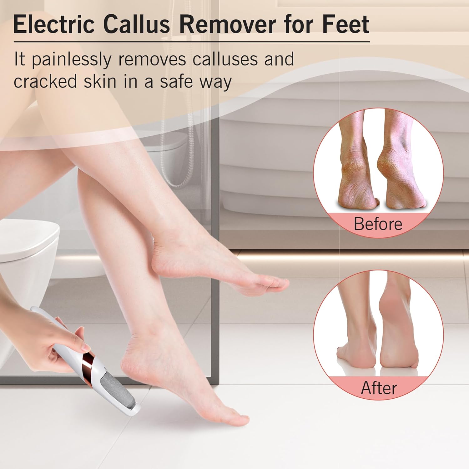 Detalle de UQQU Electric Foot File 4‑in‑1 rechargeable foot file 🦶