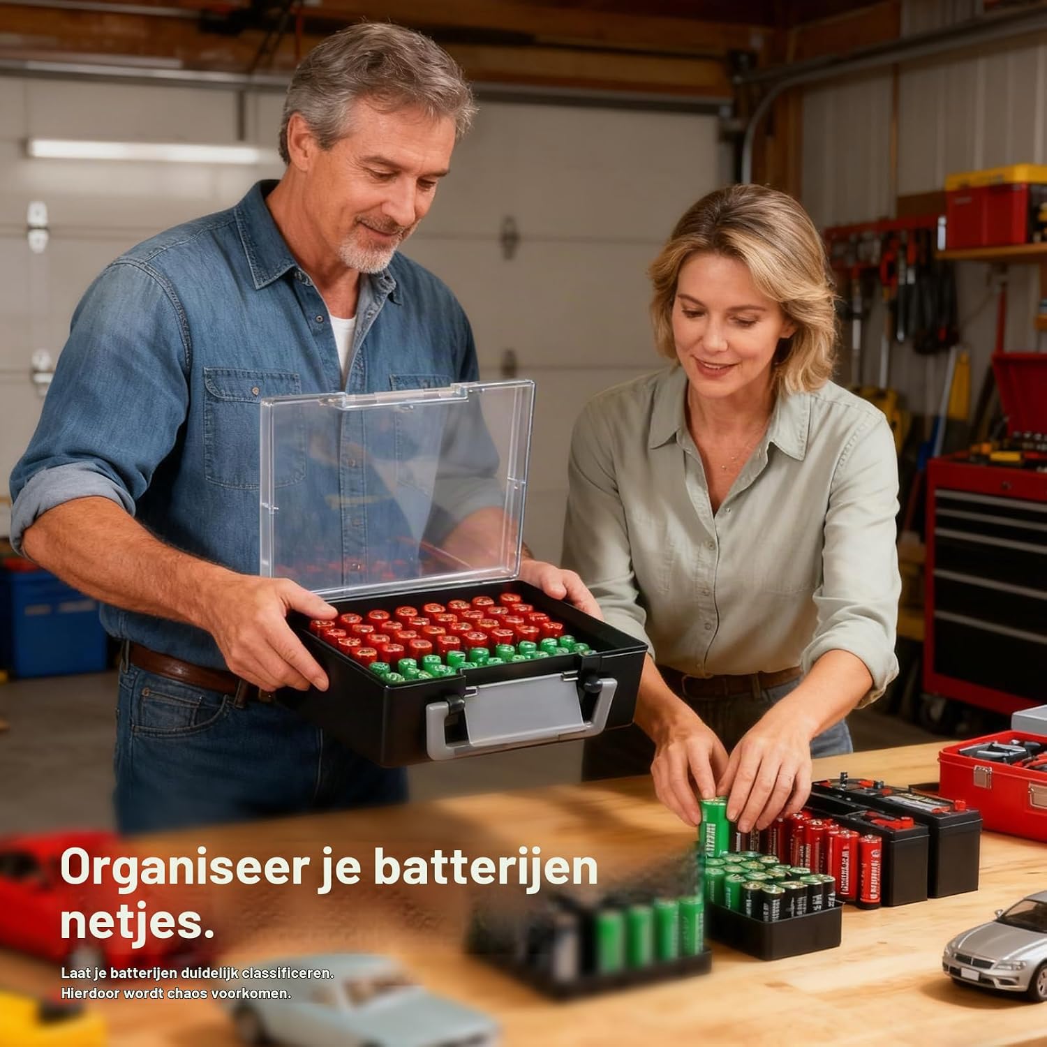 Detalle 1 de HOSPAOP HF72A batterijbox voor AA- en AAA-batterijen, set van 2