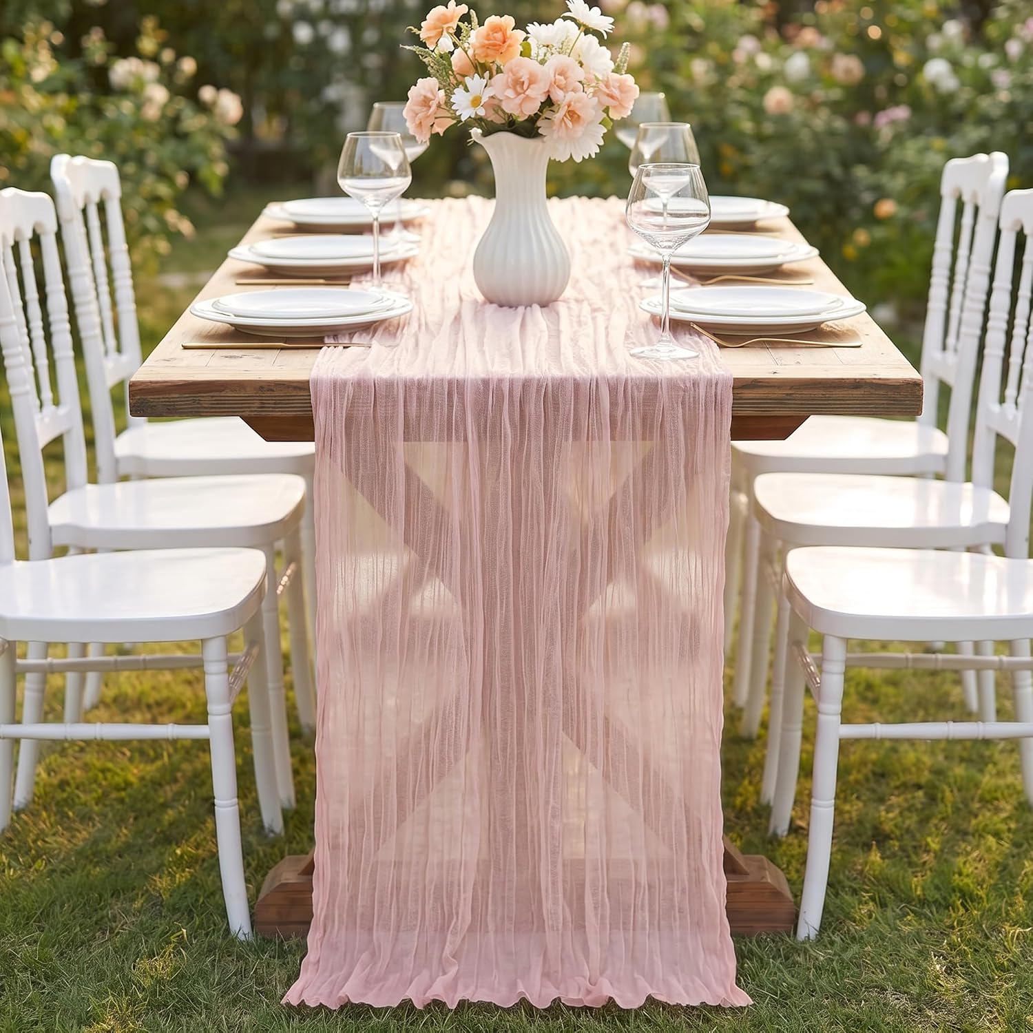 Thumbnail 6 de IVAPUPU 10ft Cheesecloth Table Runner ๐
