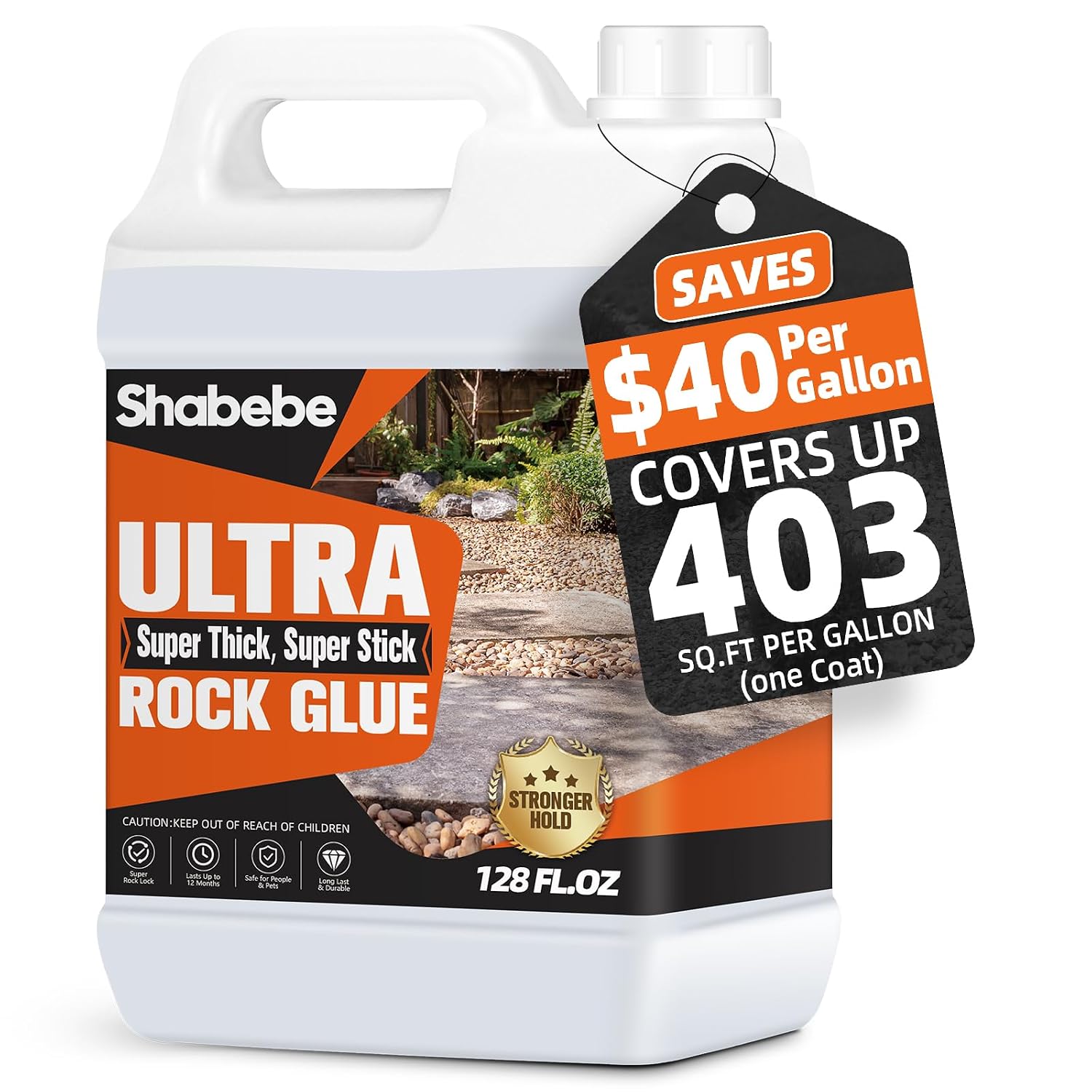 Detalle de Shabebe Ultra Mulch Hold Rock Glue, 1-Gallon All-Weather Gravel Binder