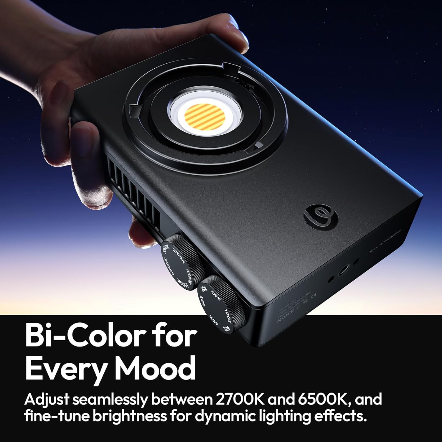 Thumbnail 5 de ULANZI Lumière Vidéo 100W COB avec monture Bowens (2700–6500K) – commande par bouton rotatif, bi-color