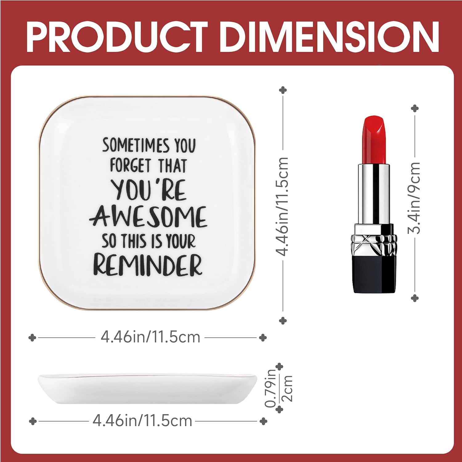 Detalle de PUDDING CABIN Inspirational Ring Dish: You’re Awesome Reminder for Women