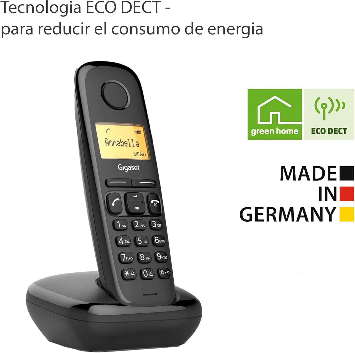 Detalle de Gigaset A170 teléfono DECT inalámbrico con pantalla gráfica iluminada (versión española) negro