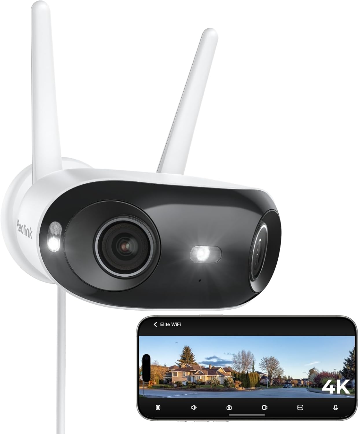 Detalle de Reolink 4K Telecamera WiFi Esterno 180° con Doppia Lente: Sorveglianza Avanzata in Full HD 4K e AI