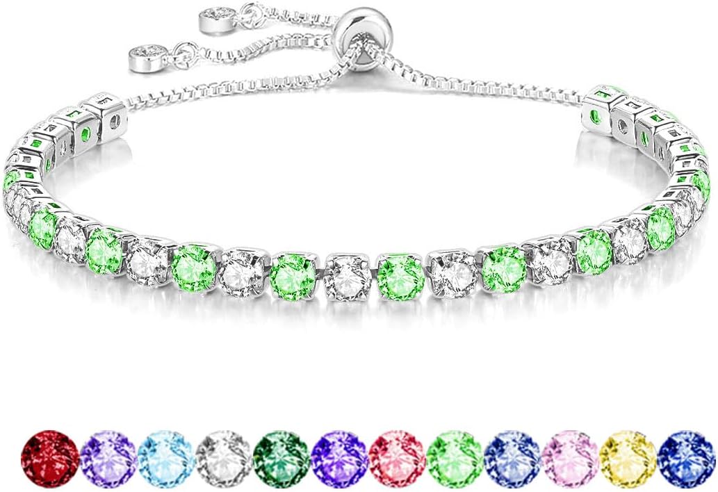Detalle de Mieoyue S925 Silver Bracelet for Women with Adjustable Slider and Clear Crystals