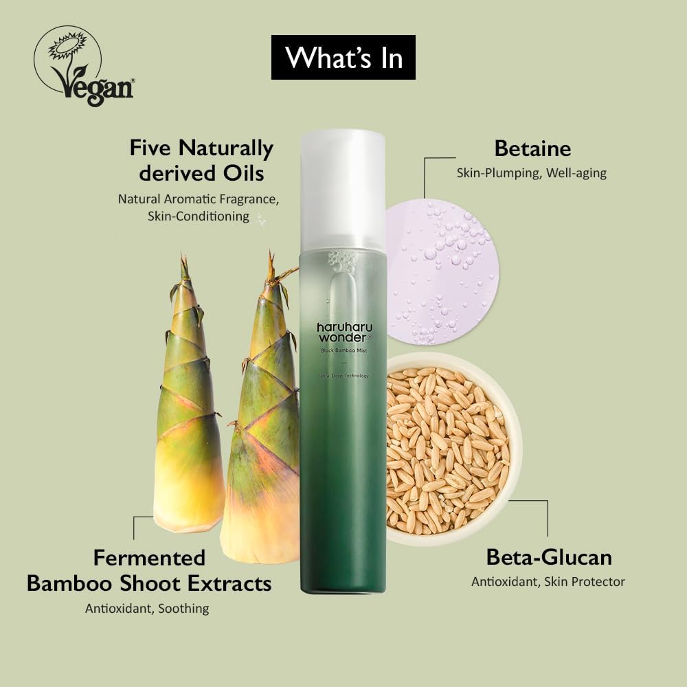 Detalle de Haruharu WONDER Brume de Bambou Noire (5,07 fl. oz) – Hydratante et raffermissante avec ginseng Panax