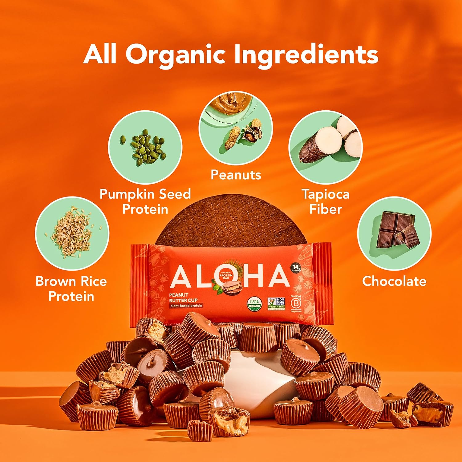 Detalle 2 de ALOHA Organic Plant Based Protein Bars - Peanut Butter Cup (12 Bars)