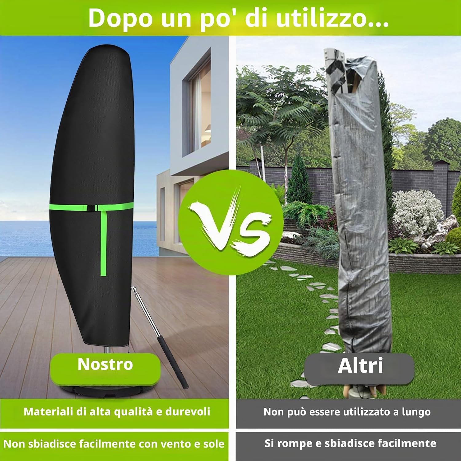 Detalle 2 de GEMITTO copertura protettiva per ombrellone impermeabile con cerniera, diametro 2-4 m