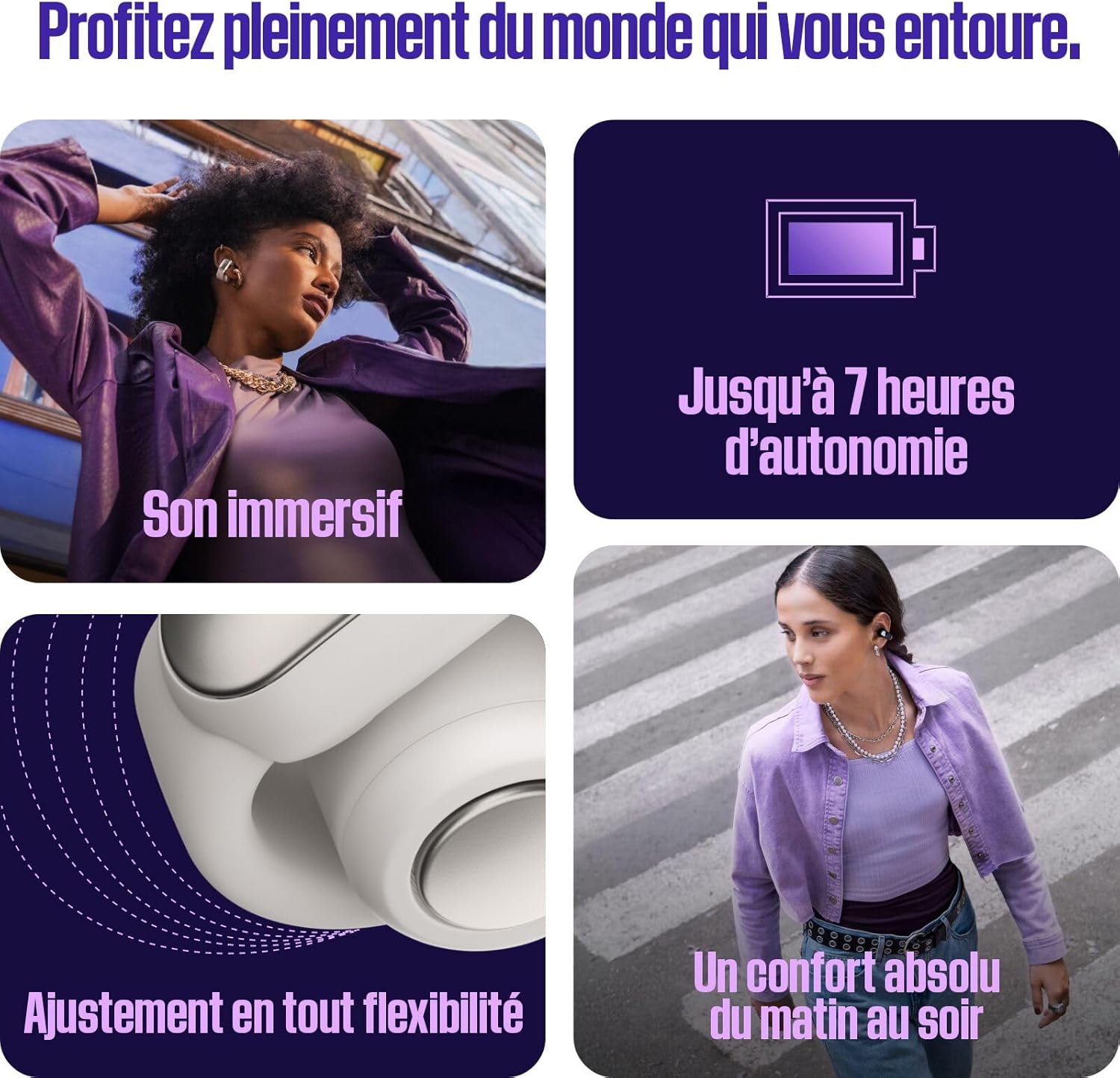 Thumbnail 3 de Bose Ultra Open Earbuds (oreilles libres) – écouteurs Bluetooth ouverts avec OpenAudio, autonomie jusqu’à 48 h, gris clair de lune (édition limitée)