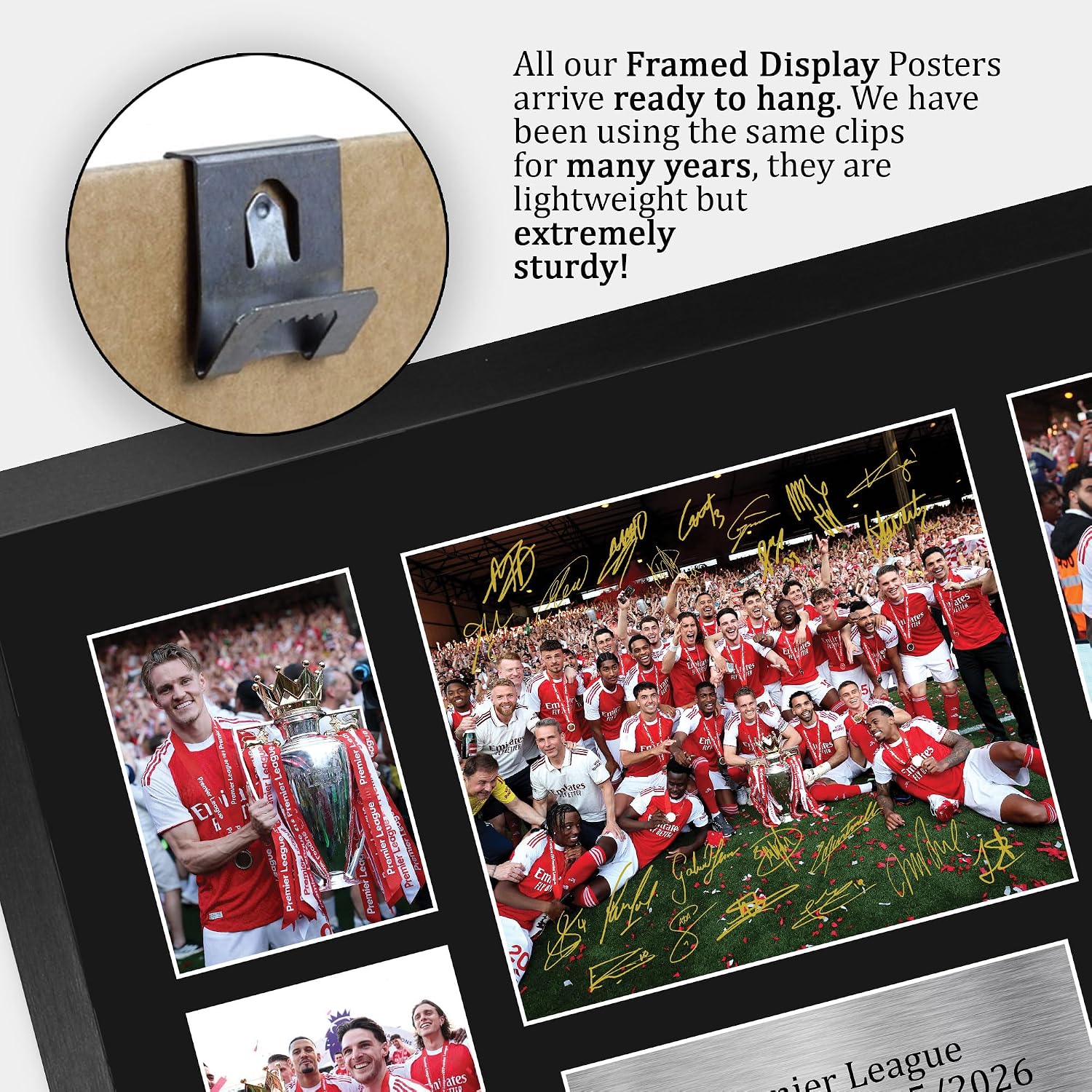 Detalle de HWC Trading Arsenal Premier League Champions 25/26 Signed A3 Framed Print