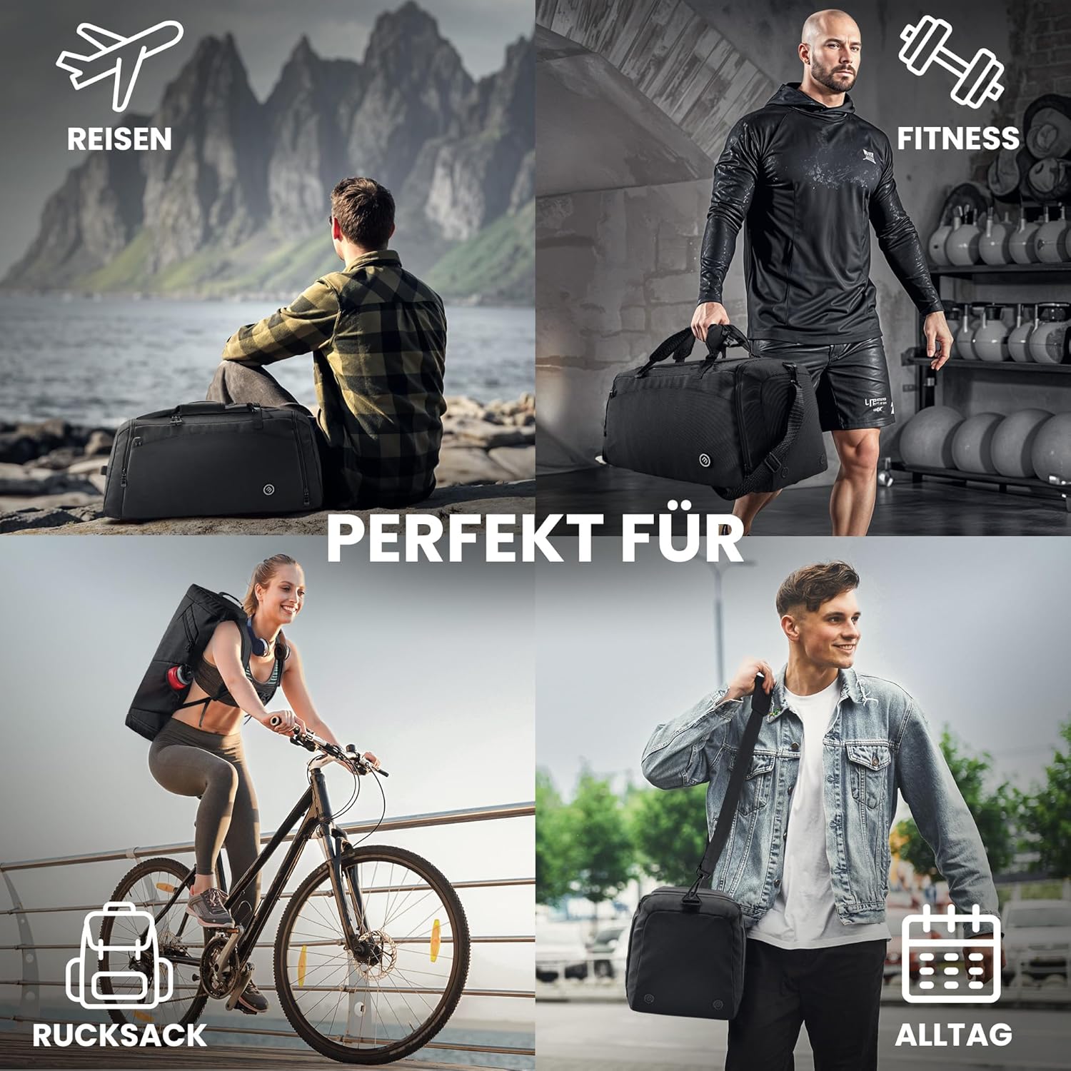 Thumbnail 5 de Sporttasche Trainingstasche mit Rucksack-Funktion, Schuhfach und Nassfach – 60 L