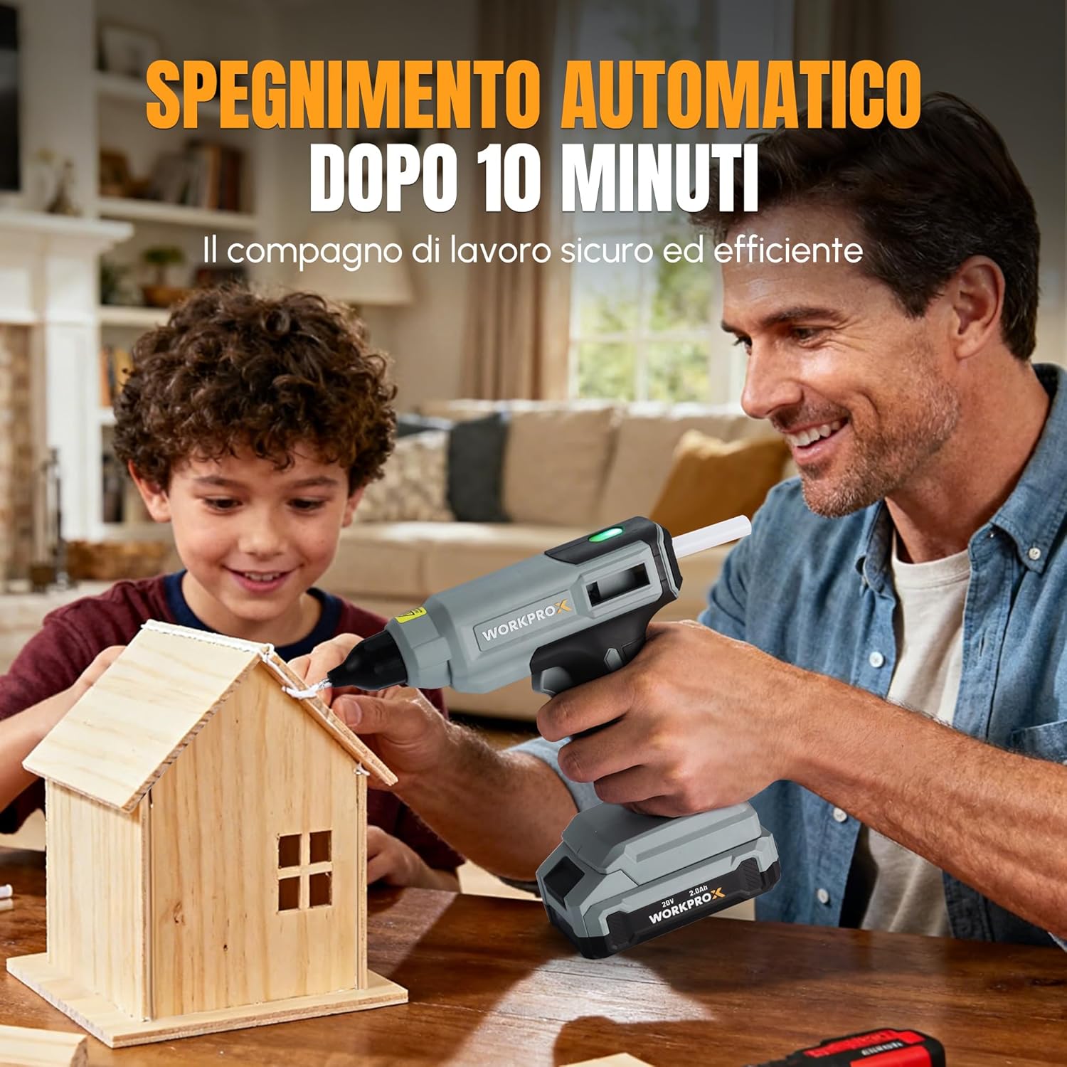 Thumbnail 2 de WORKPROX Pistola per Colla a Caldo Senza Fili 20V con Batteria e Caricatore, Riscaldamento Rapido e Spegnimento Automatico