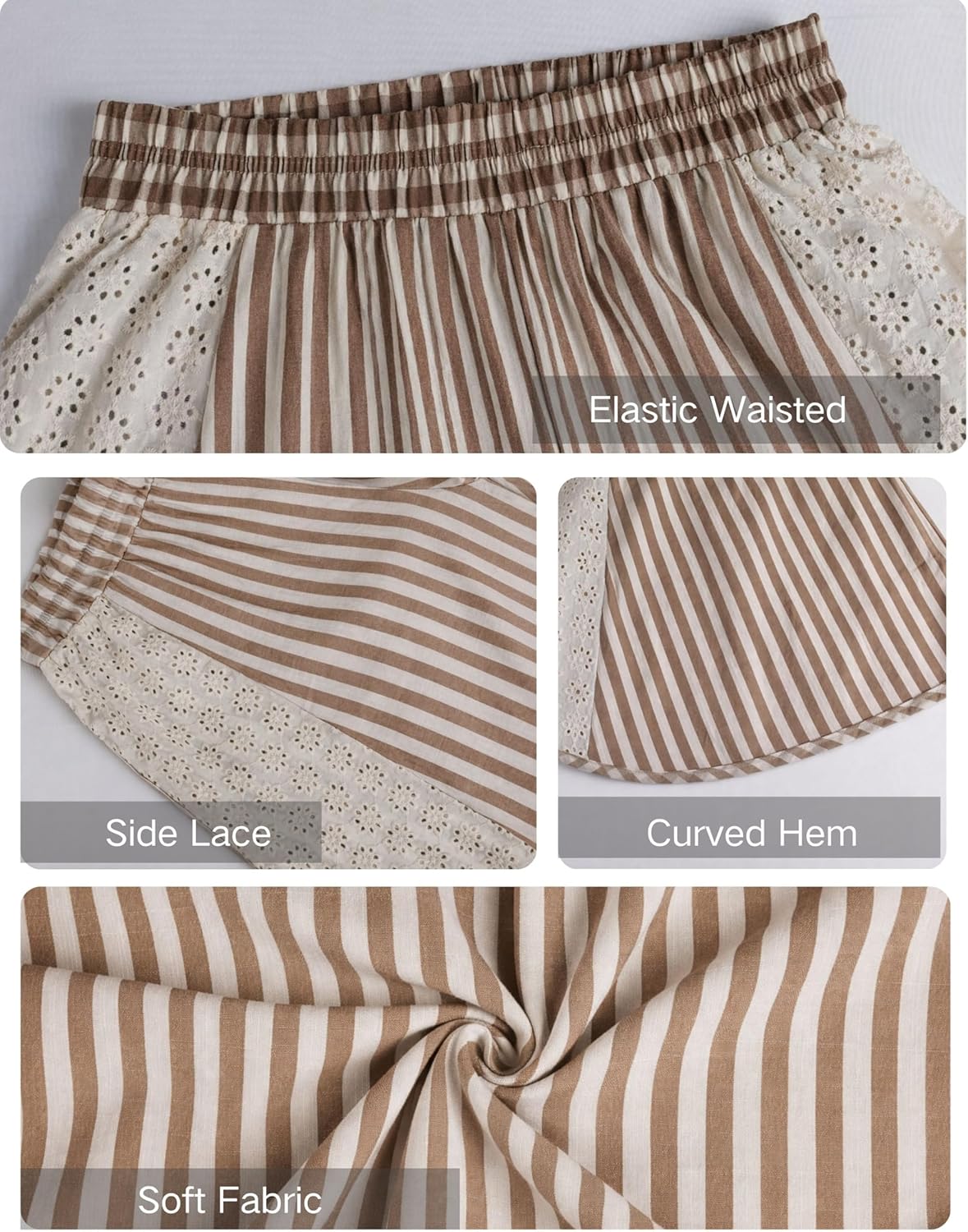 Thumbnail 4 de Athlisan Women's Summer Casual Loose Striped Wide-Leg Palazzo Pants with Elastic Waist