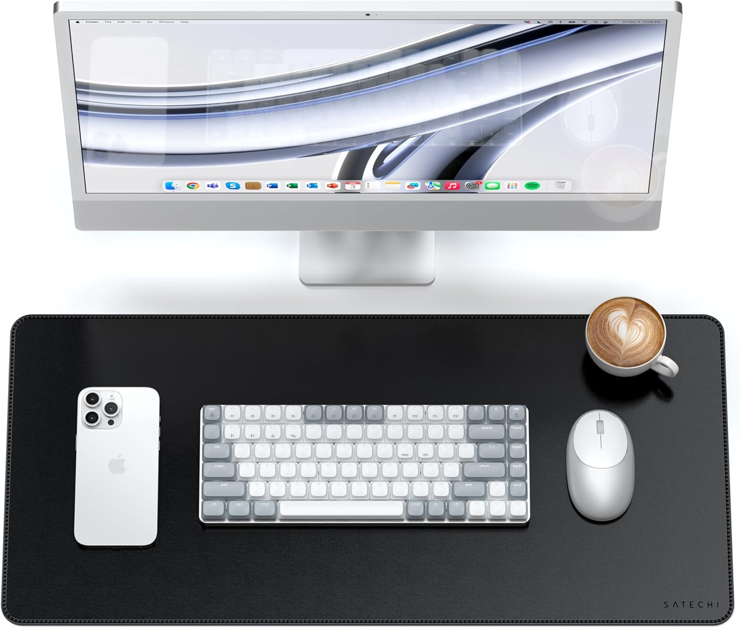 Detalle de SATECHI Tappetino Mouse XXL 68 x 32 cm – Tappetino da scrivania Premium in PU, antiscivolo e resistente alle macchie