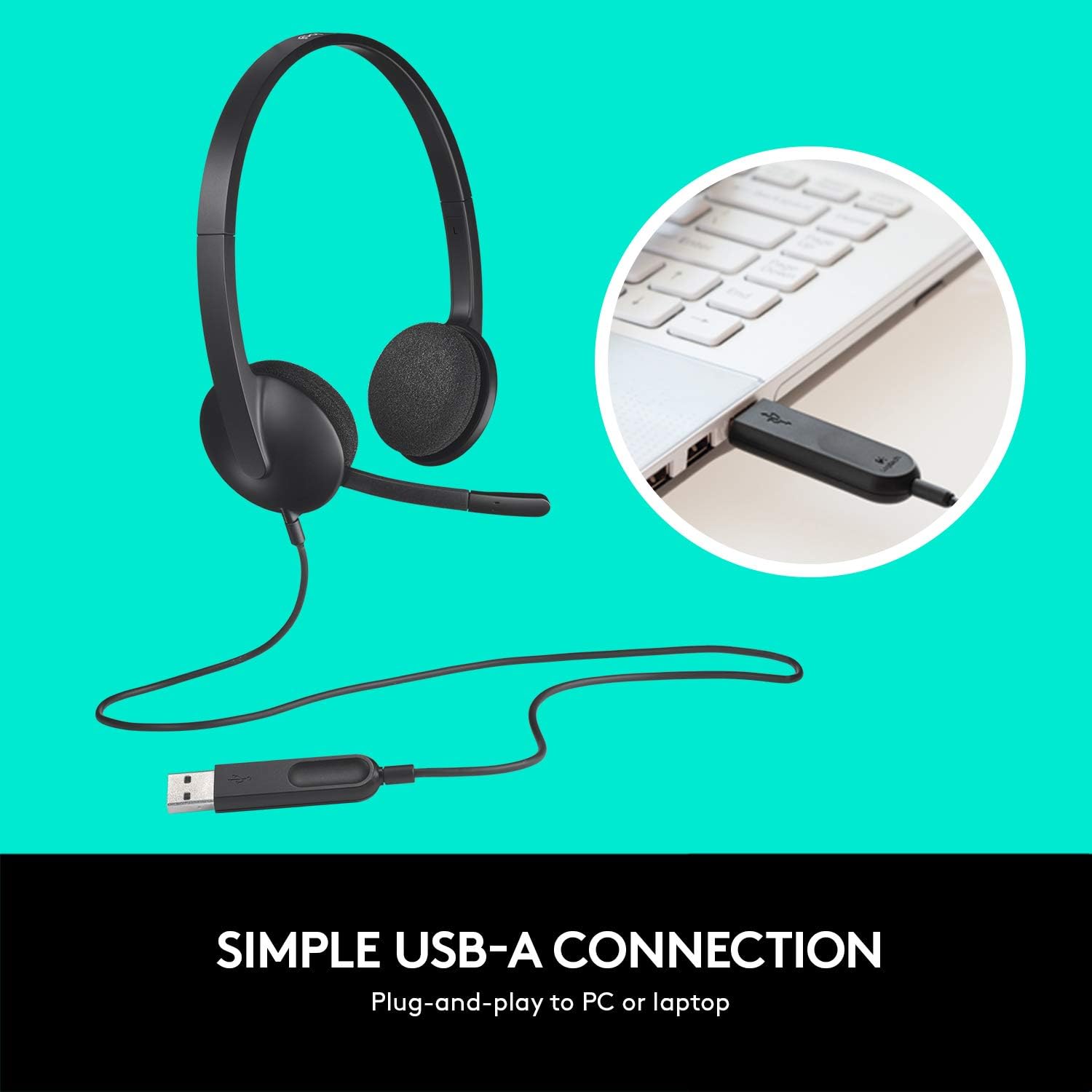 Detalle de Logitech H340 stereo USB headset with mic