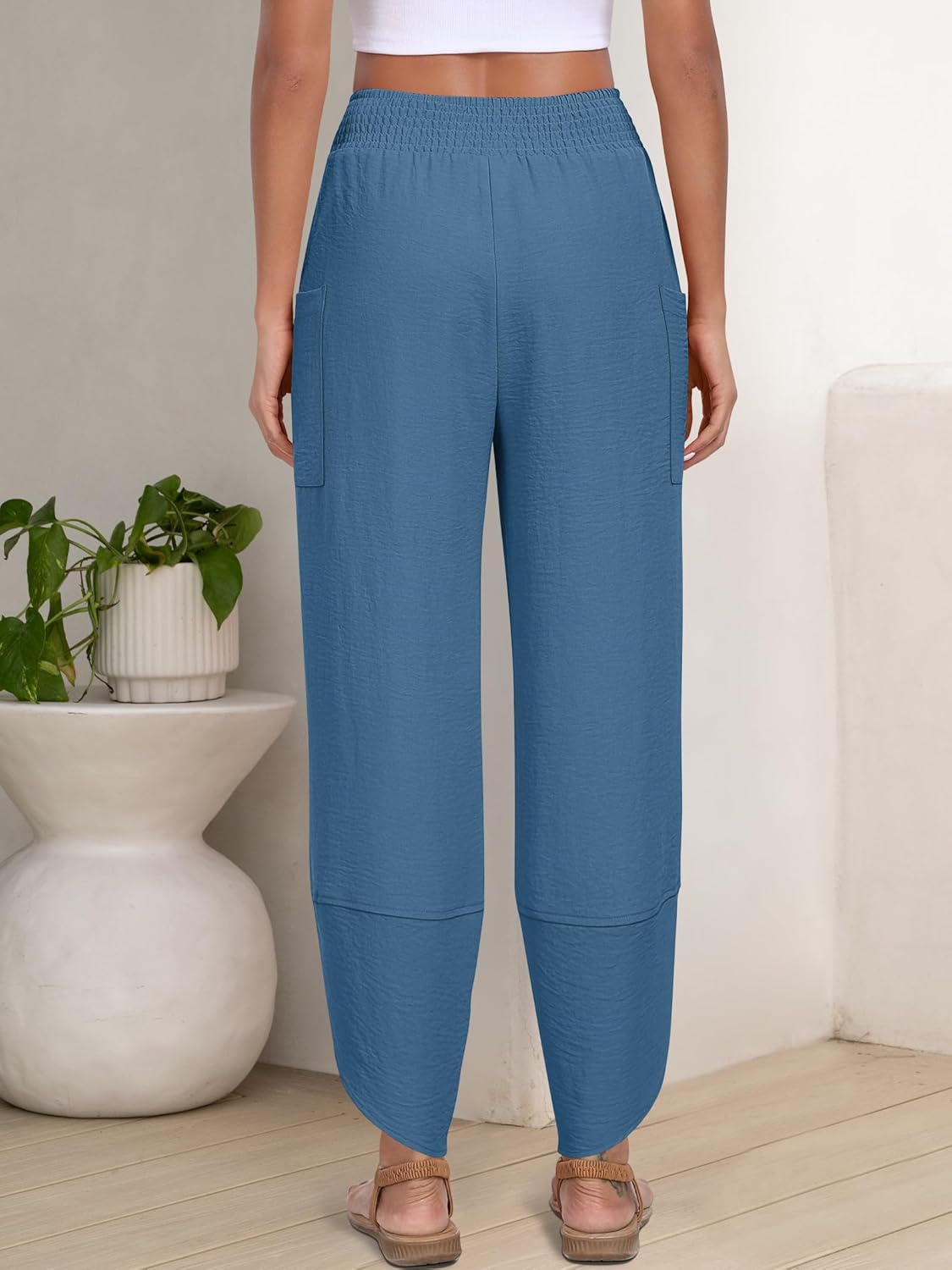 Thumbnail 4 de ANRABESS Women’s Wide-Leg Palazzo Capri Pants (Summer High-Waisted) — Loose, Cropped Lounge Trousers