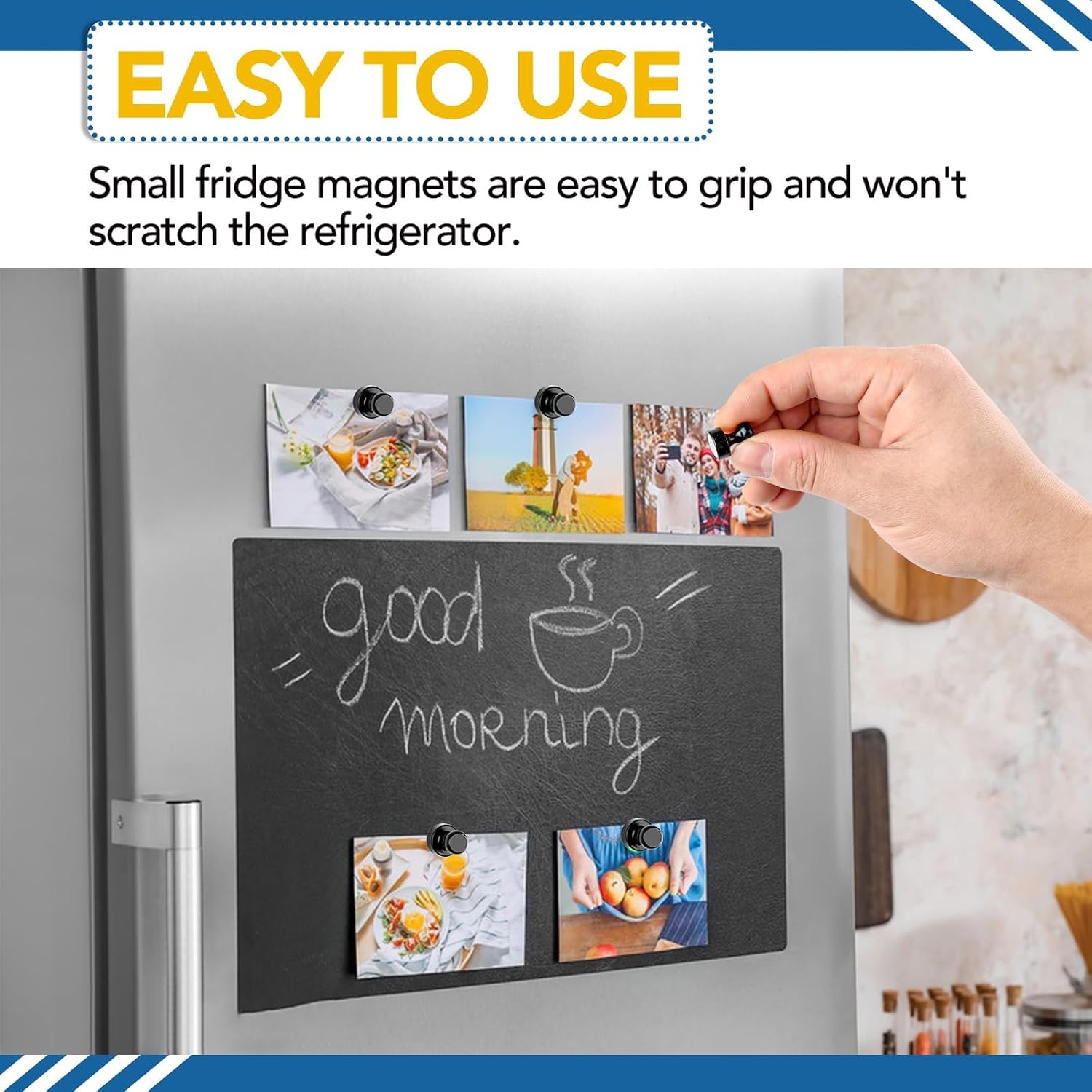 Detalle de LOVIMAG Fridge Magnets 16Pcs – Small, Strong Black Whiteboard Magnets for Classroom, Office, and Home