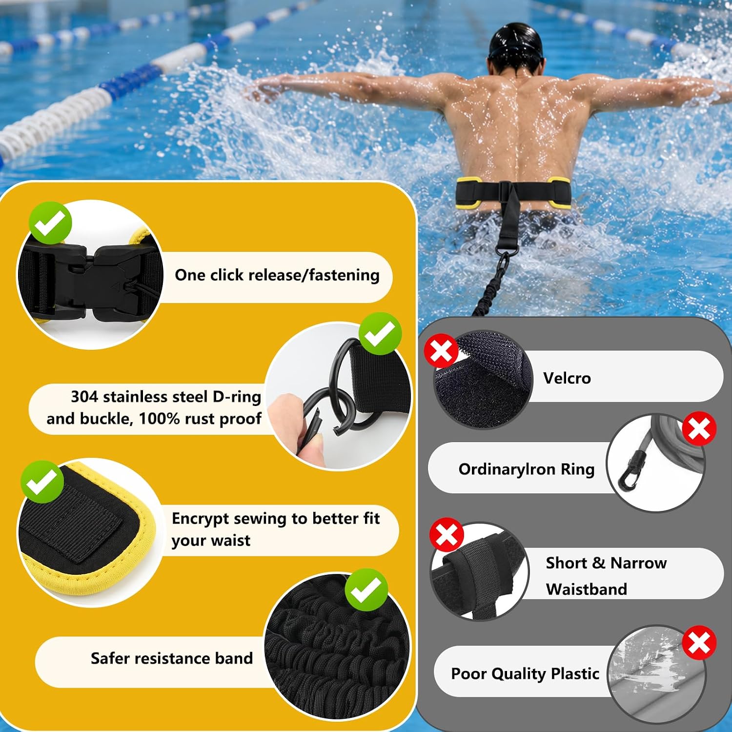 Thumbnail 5 de Premium Schwimmgürtel Erwachsene für Pool 3,5–8 m – Elastischer Gürtel für Training und Pool-Feeling