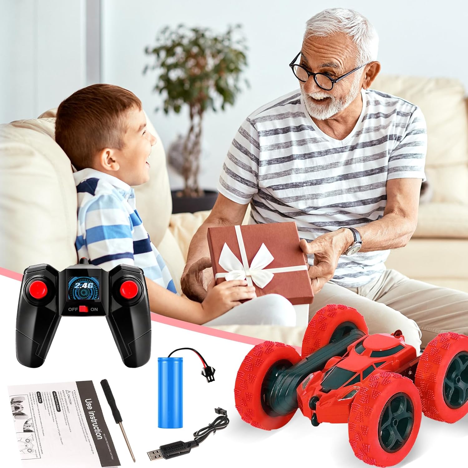 Detalle 2 de MidiVix Fernsteuerbares Auto – 360° Stunt-Crawler, 90 Min Spielzeit, 4WD Offroad mit Scheinwerfern