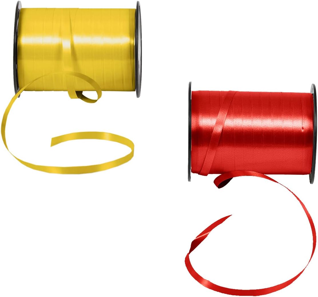 Detalle de Clairefontaine 601775AMZC – Lot de 2 bobines de ruban bolduc lisse Or et Rouge, 500 m x 0,7 cm