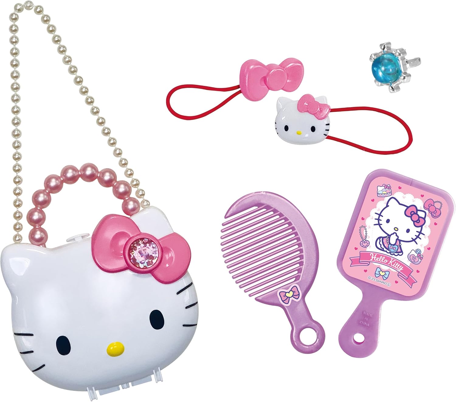 Detalle 2 de ムラオカ 142252-401 ハローキティ おしゃれバッグ ごっこ遊びセット ミラー・コーム付き 3才以上