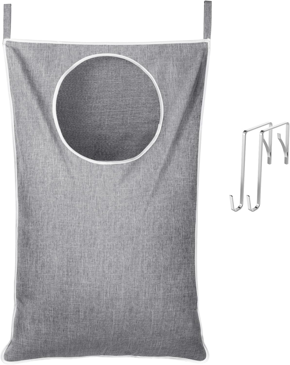 Detalle de Lifewit 24411 Hanging Laundry Hamper, Foldable, Light Grey, 92 x 57 cm