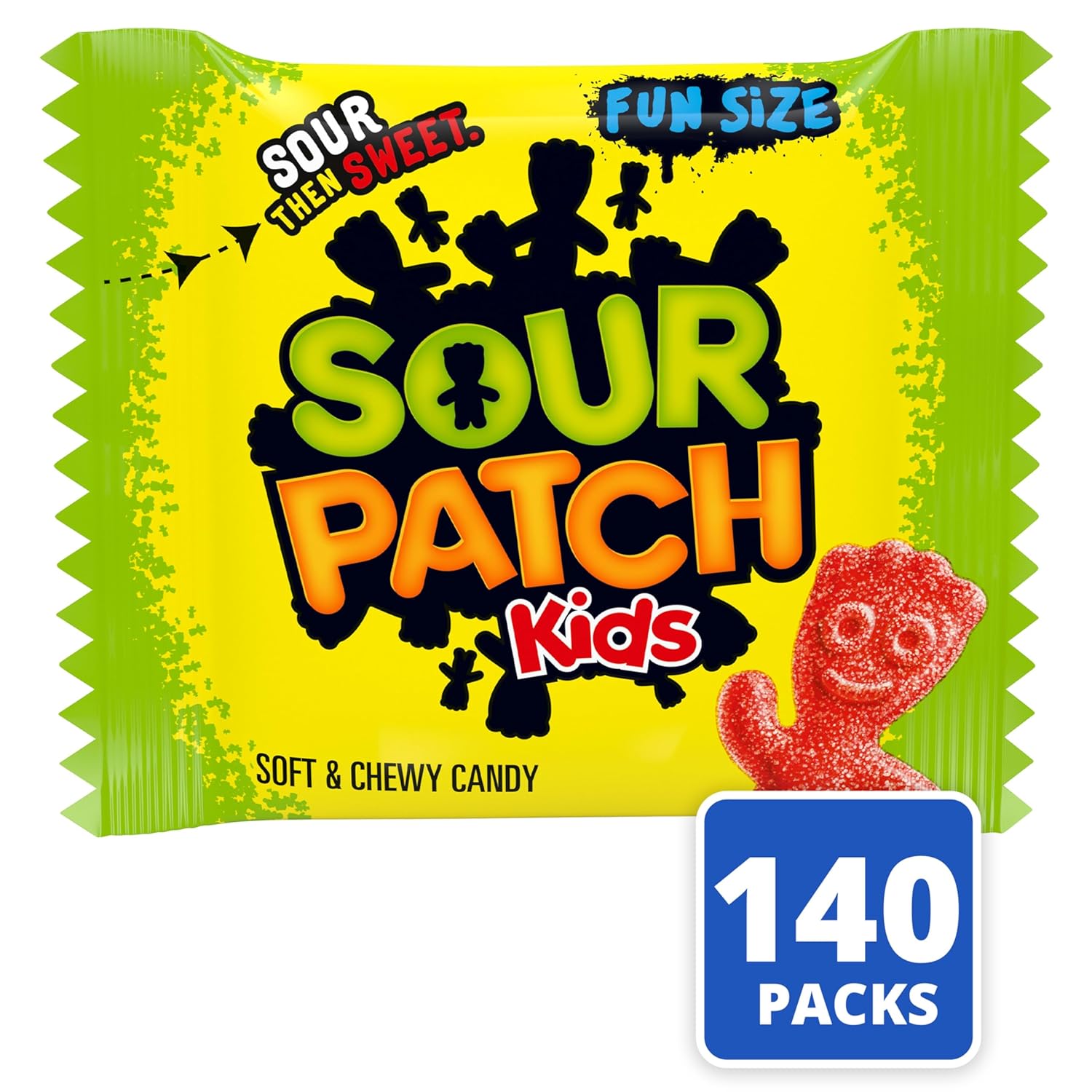 Detalle de SOUR PATCH KIDS Soft & Chewy Gummy Candy, 140 Individually Wrapped Snack Packs