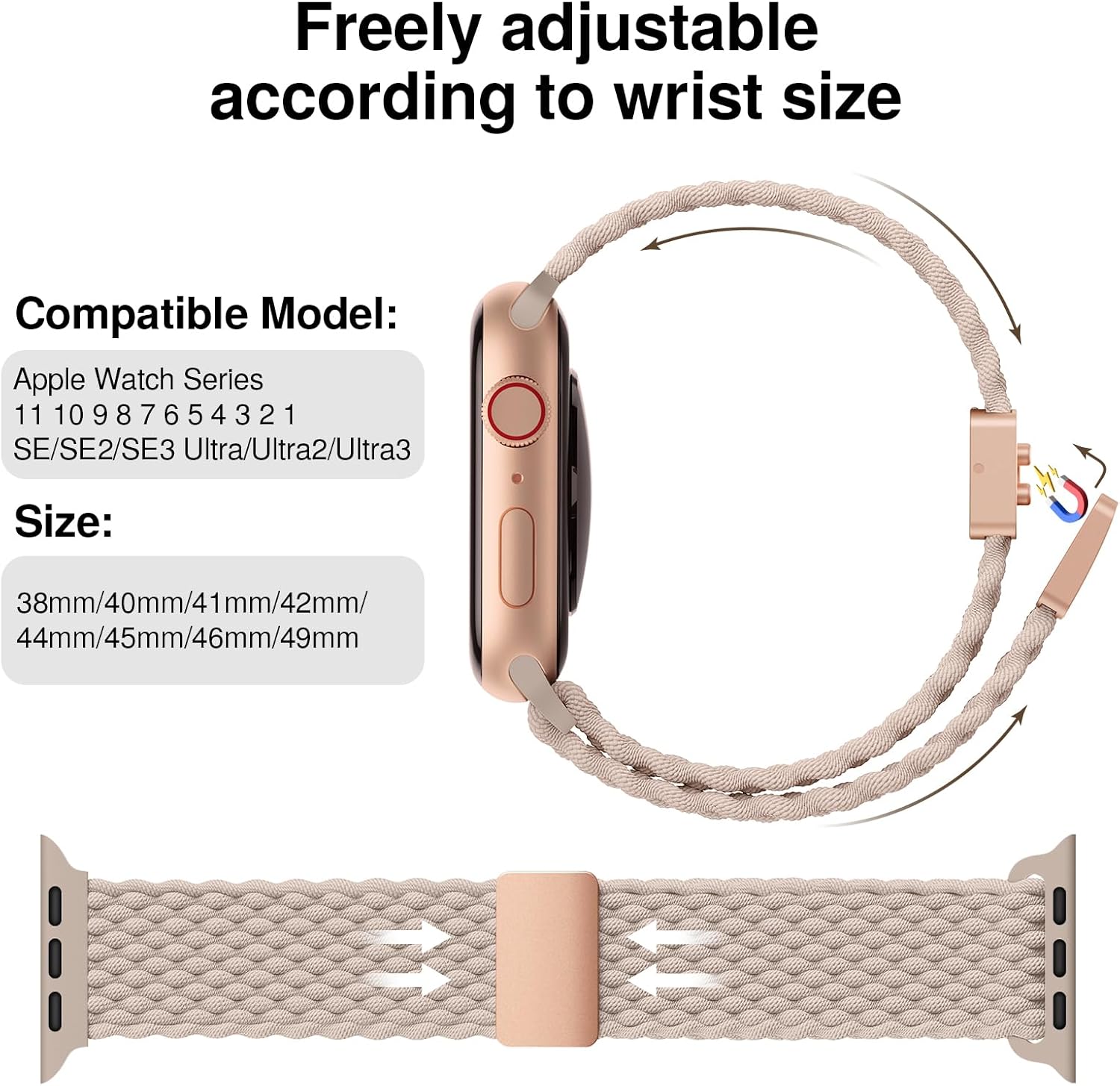 Thumbnail 1 de Yoohoo Braided Nylon Magnetic Strapped Apple Watch Band (40mm–49mm)