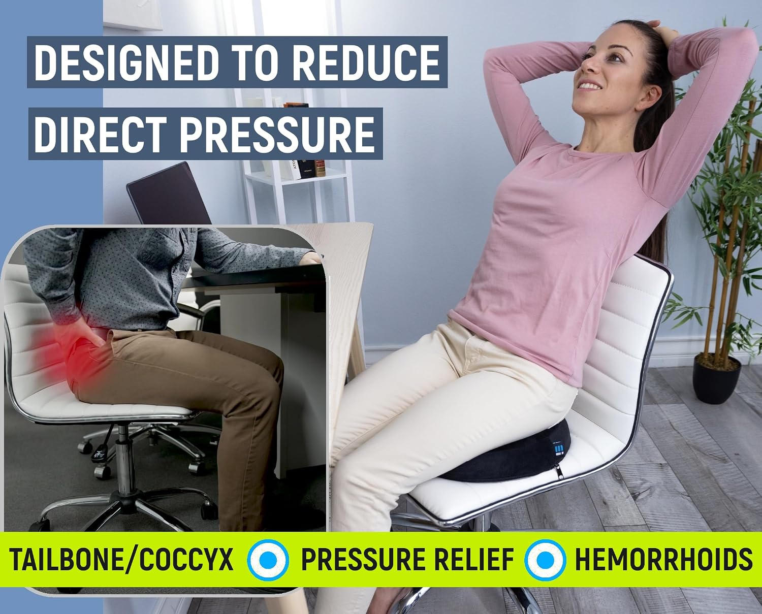 Detalle 2 de Ergonomic Innovations US-OrigDonut-M01 Donut Cushion, Memory Foam, Non-Slip Base