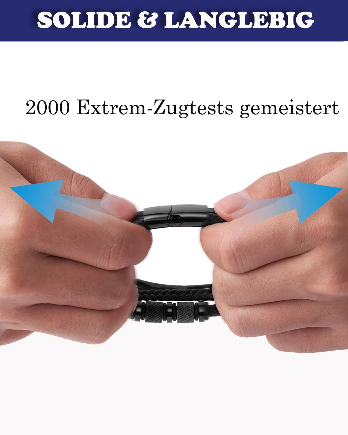 Thumbnail 2 de Armband Herren Lederarmband Edelstahl 21 cm