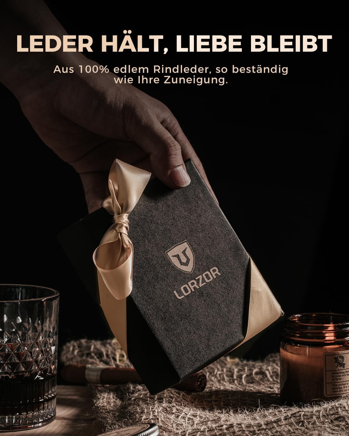 Thumbnail 6 de LORZOR Kartenetui mit XXL Münzfach (für 10+ Münzen), magnetischer Verschluss und RFID-Schutz – Slim Wallet aus Vollrindleder