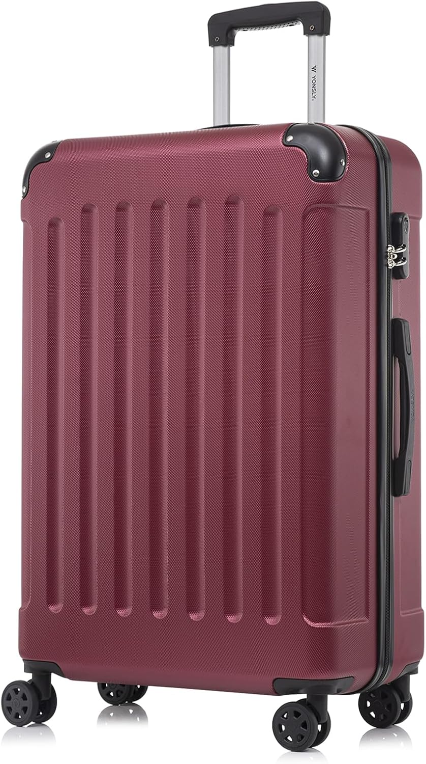 Detalle de YONSLY Koffer Suitcase XL Weinrot – Trolley Reisekoffer mit 4 Rollen 360°