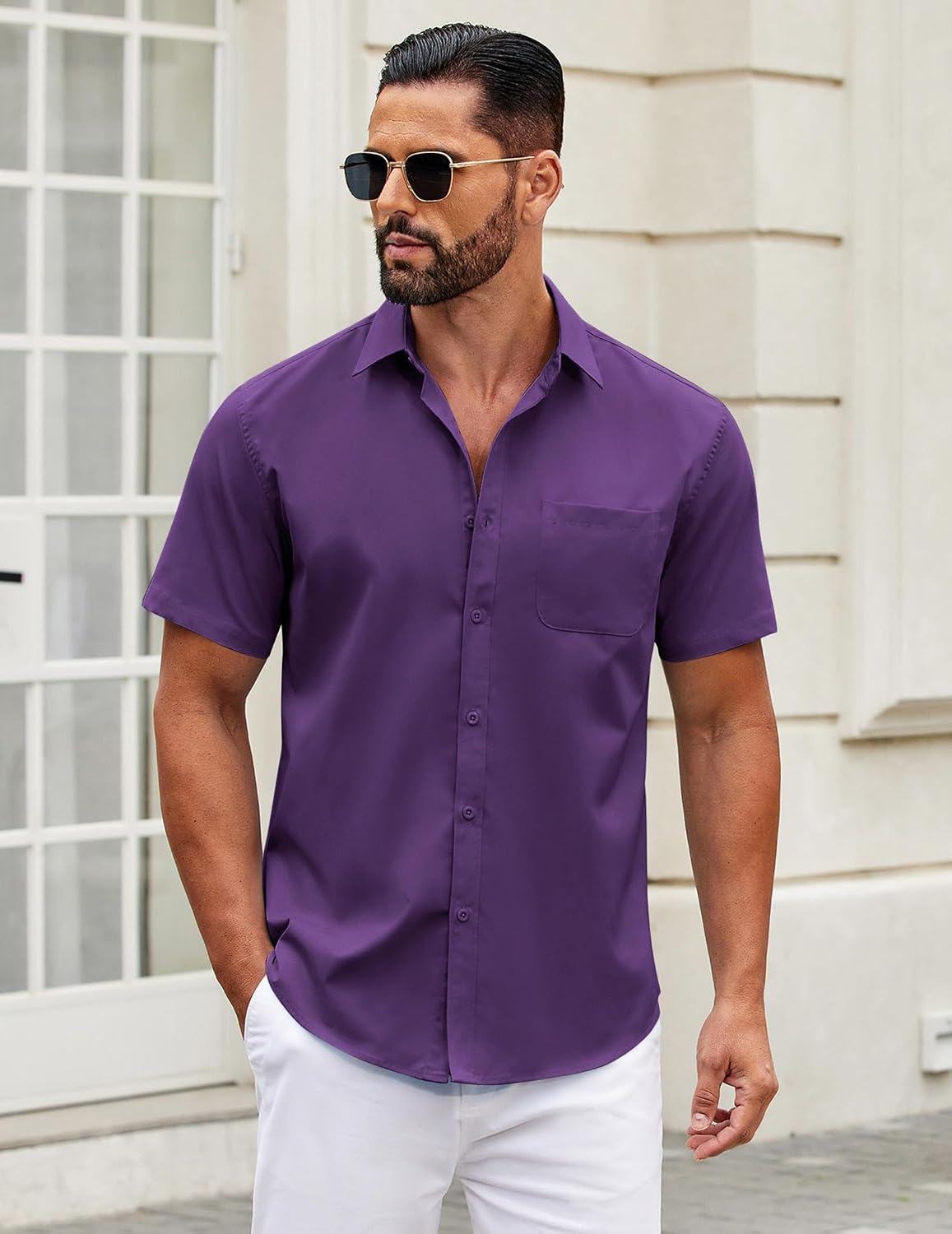 Thumbnail 1 de COOFANDY Short Sleeve Casual Shirt